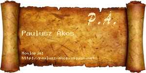 Paulusz Ákos névjegykártya